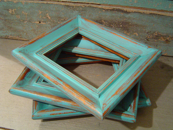 Turquoise Distressed Wood Frame