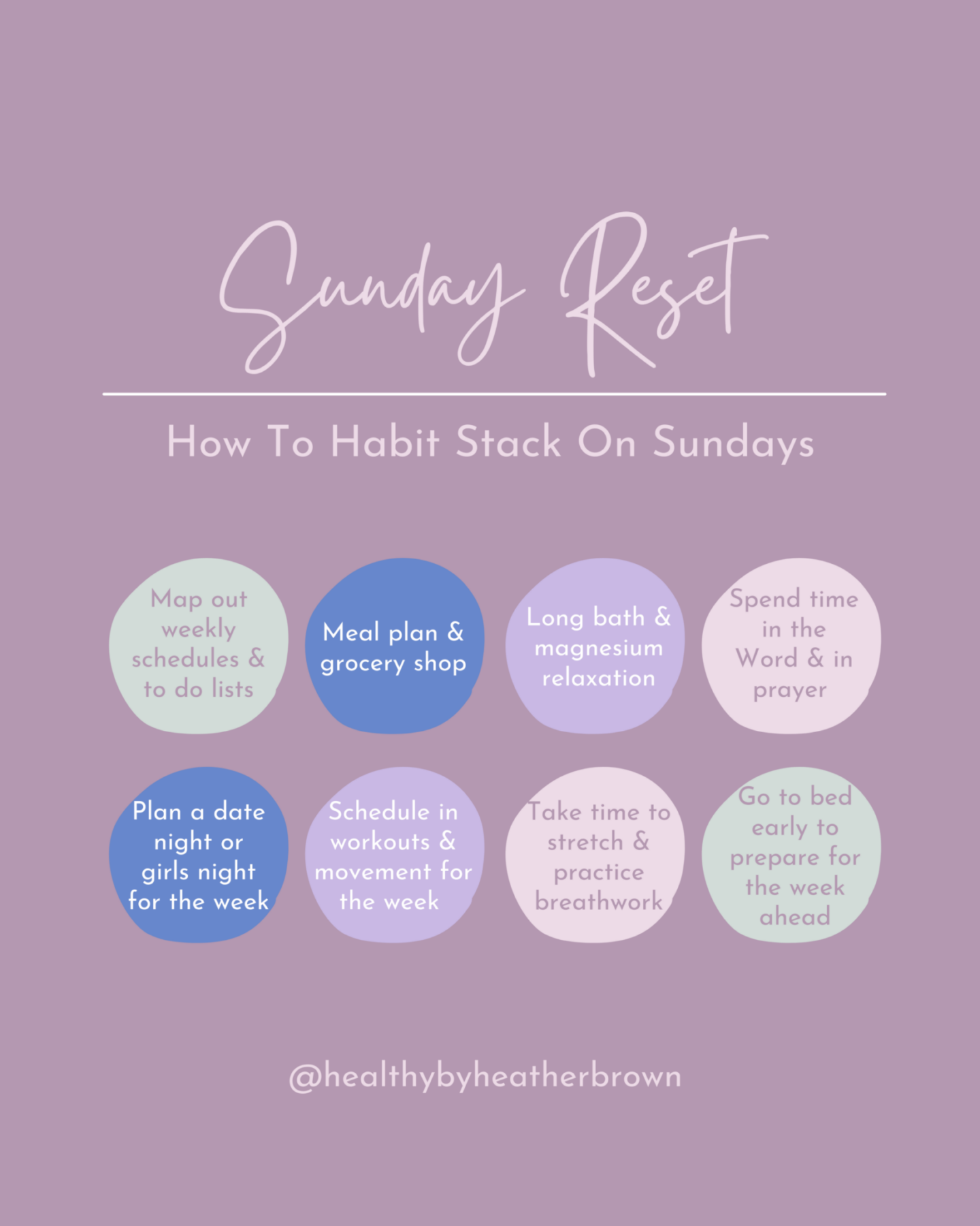 Heather Brown from Healthy By Heather Brown podcast and My Life Well Loved, shares 8 Sunday Reset steps for busy moms.