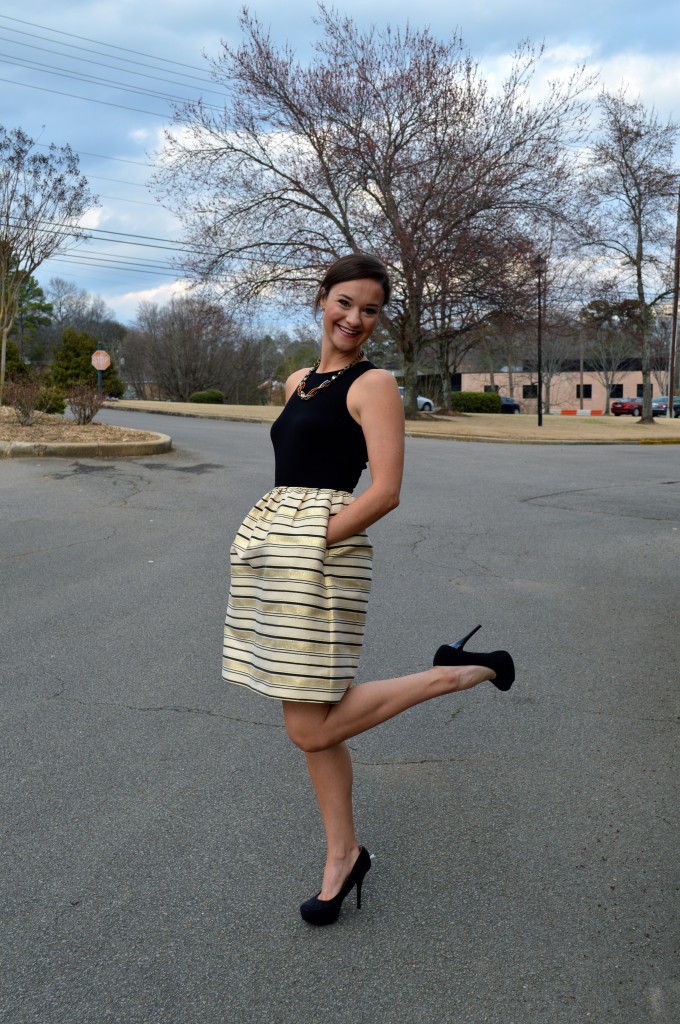 J Crew Gold Stripe Dress