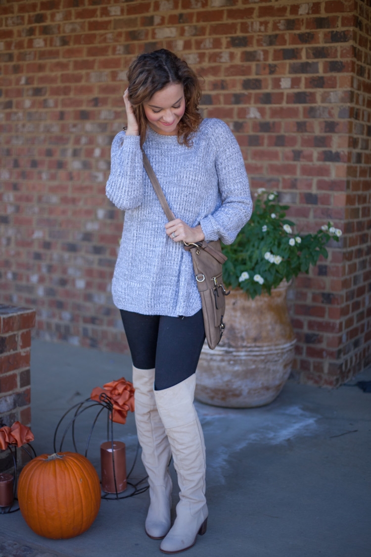 Grey over the discount knee boots outfit ideas