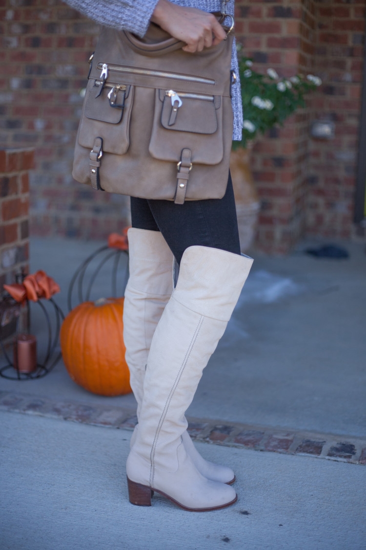 Gray sweater outlet boots