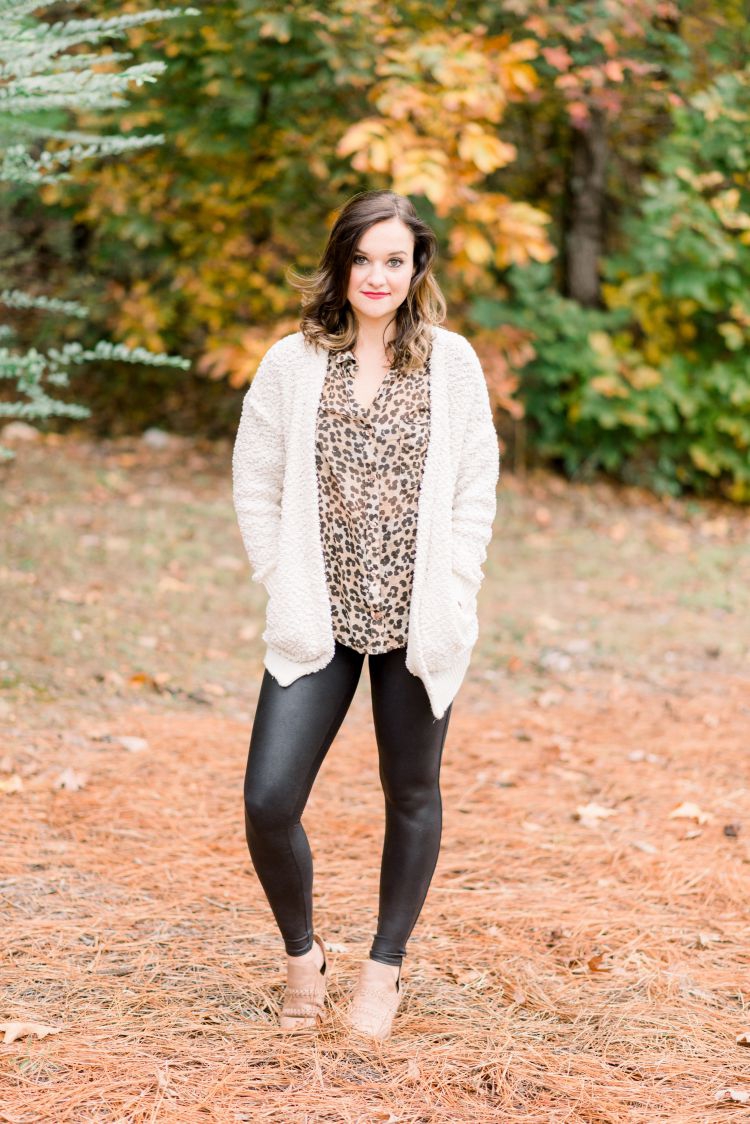 How to Wear Faux Leather Leggings - Thrifty Wife Happy Life