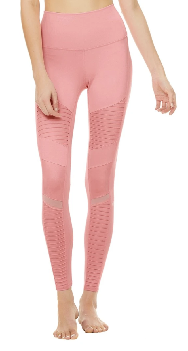 NWT L'URV Ultracor Alo Fever Pitch Moto Blush Pink High Waisted Leggings XS