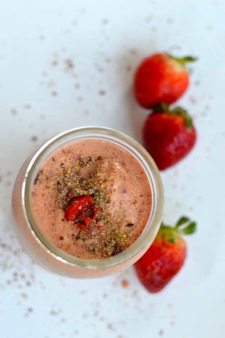 Strawberry Smoothie Recipe with Coconut Flakes: Delicious Healthy Treat for Summer or as an After School Snack for Kids