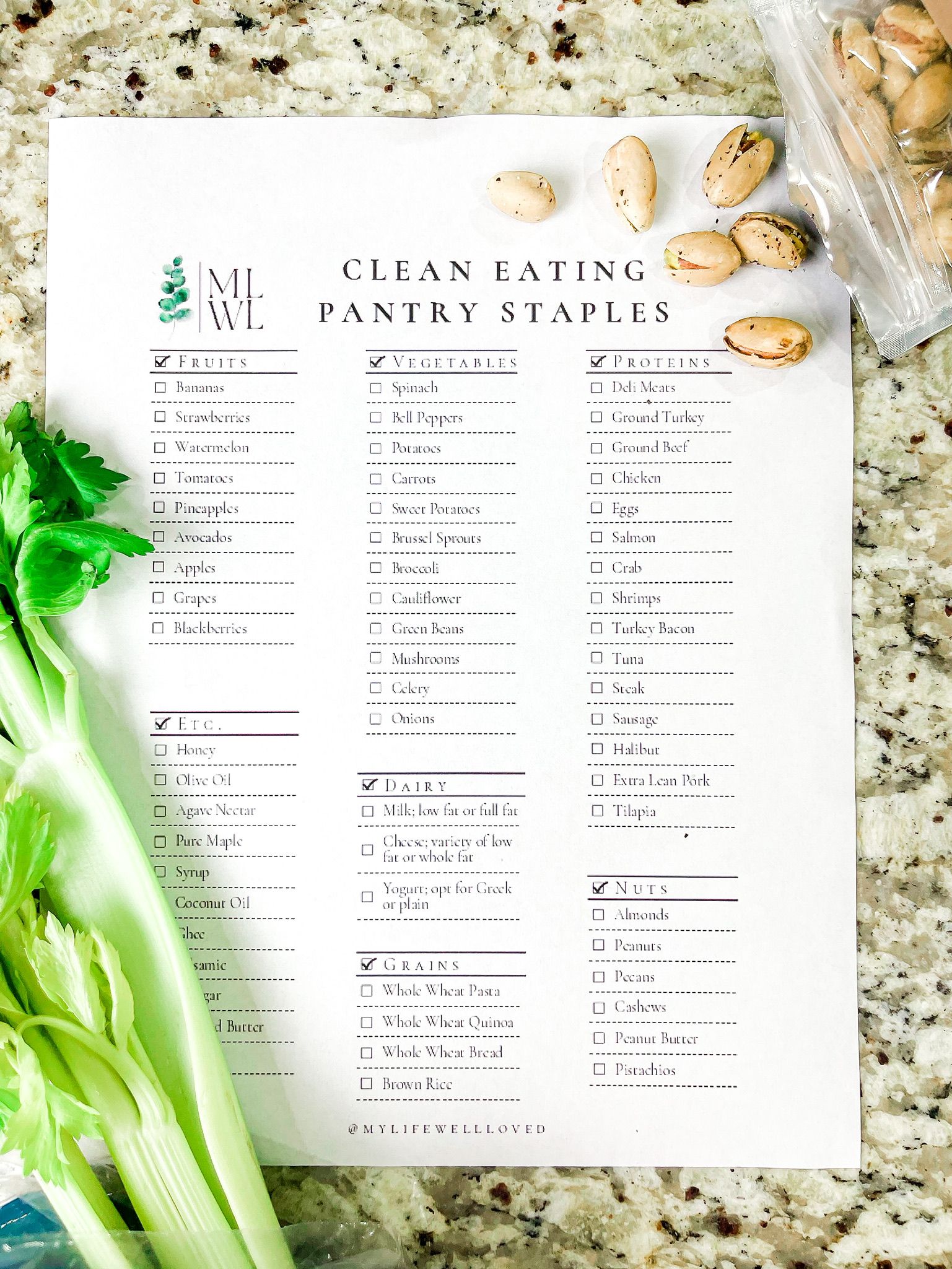 Free pantry staples checklist